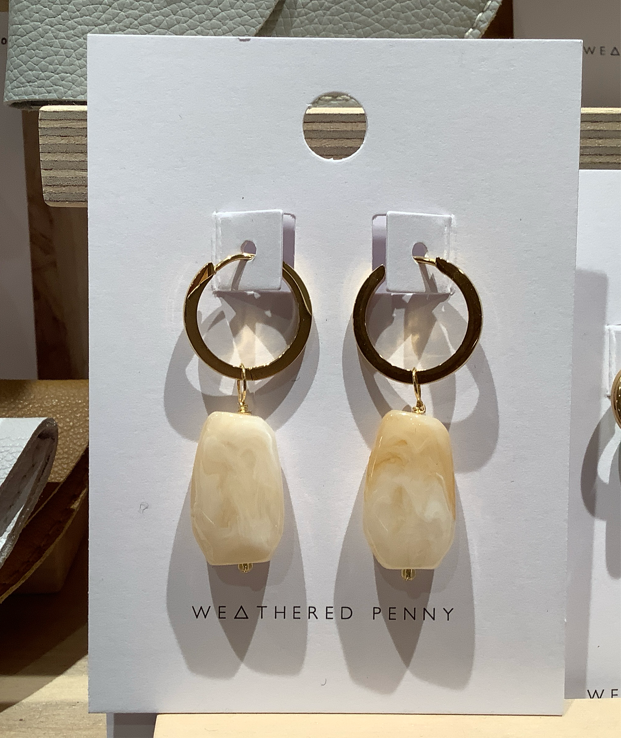 Marble Hoop Earrings in Gold by A Weathered Penny