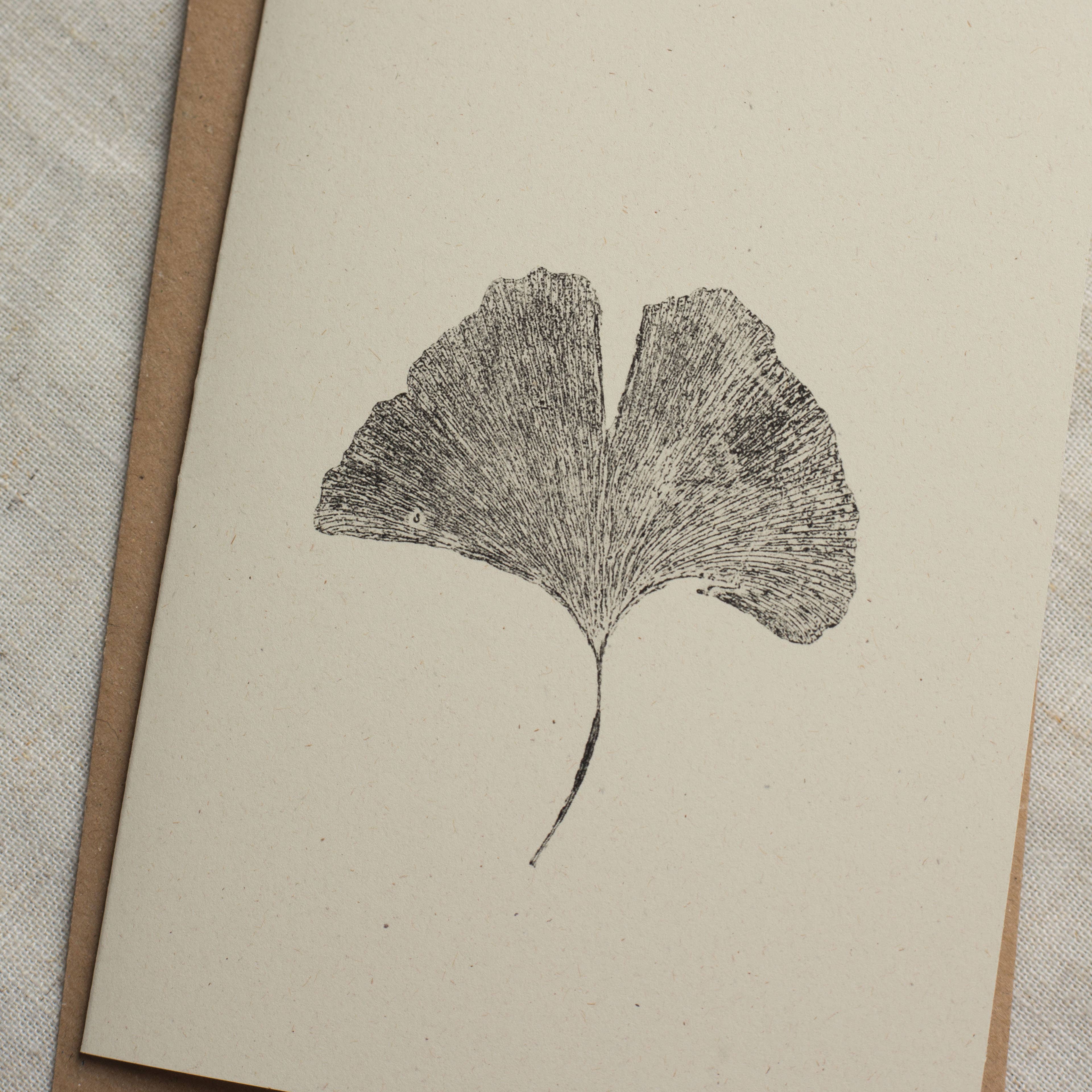 Ginkgo Leaf Botanical Monoprint Card by Alicia Breakspear