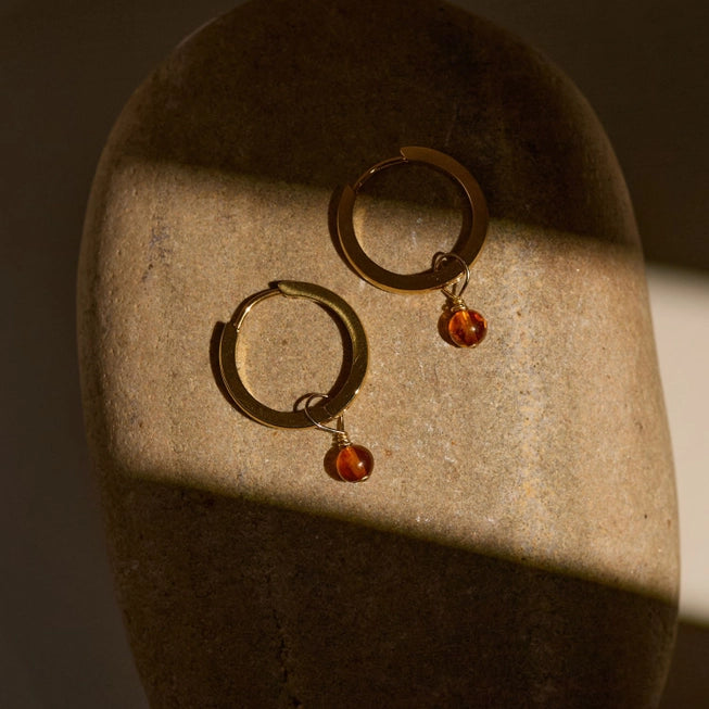 Amber Hoop Earrings in Gold by A Weathered Penny