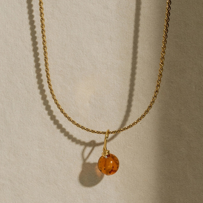 Amber Necklace in Gold by A Weathered Penny