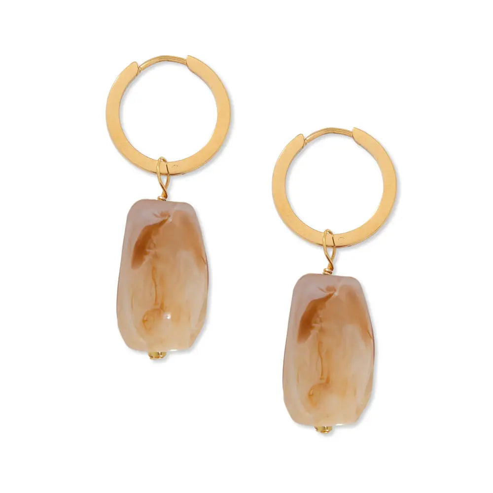 Marble Hoop Earrings in Gold by A Weathered Penny