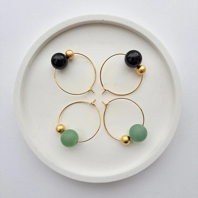 Abacus Ball & Stone Hoops | by brass+bold - Lifestory