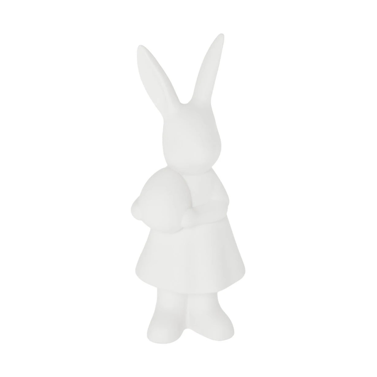 Alice Ceramic Rabbit Ornament with Egg in Matte White by Storefactory