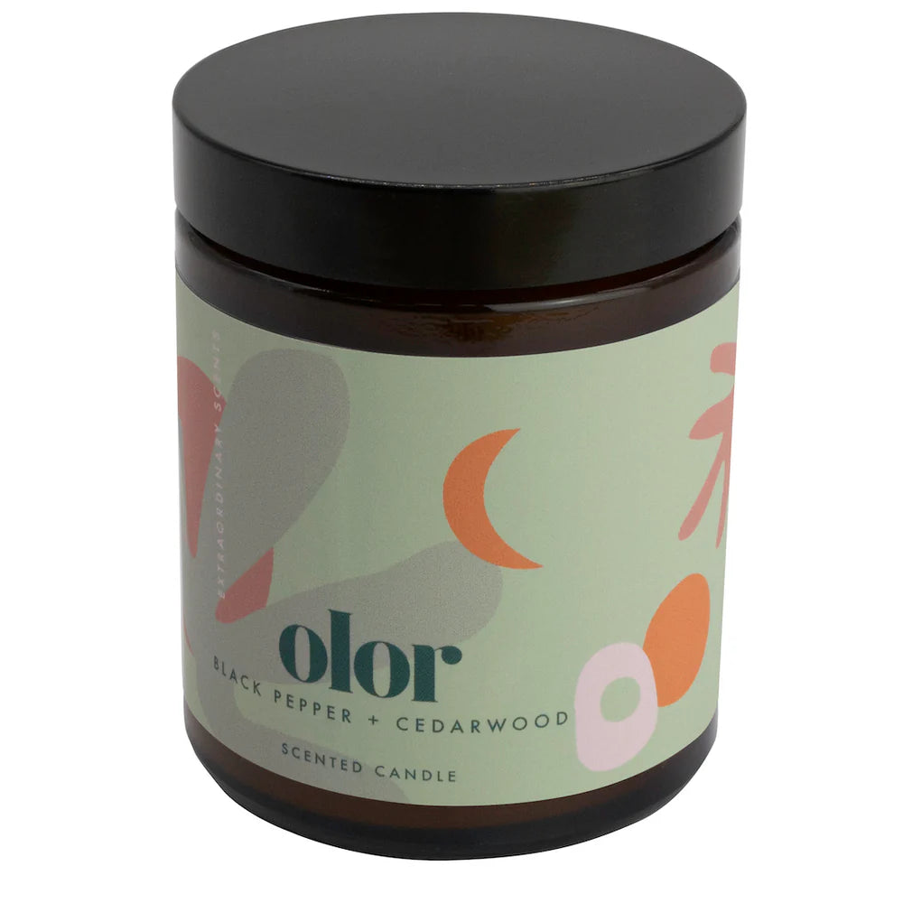 OLOR Black Pepper & Cedarwood Candle - 30 Hour Burn Time