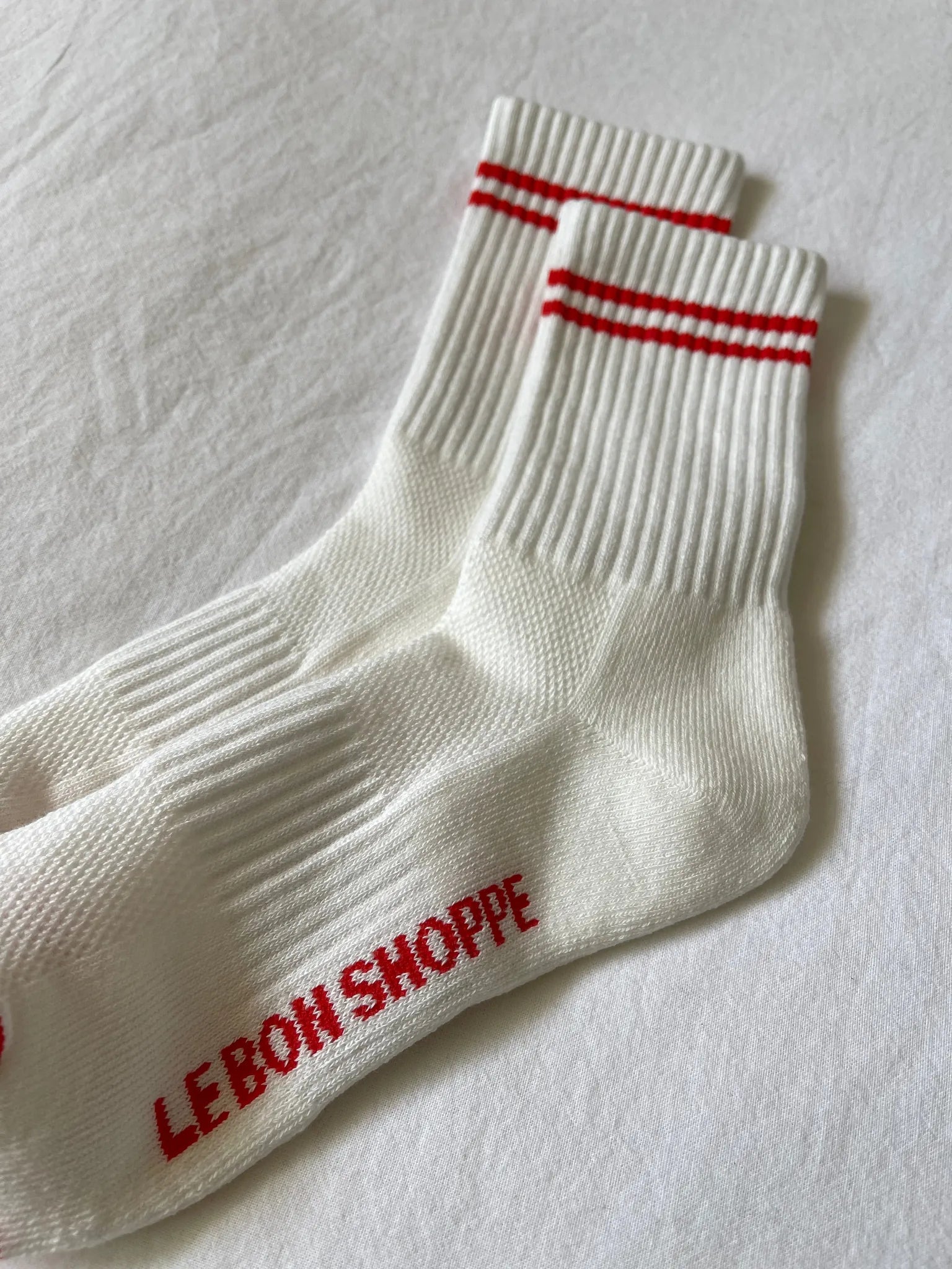 Boyfriend Socks | White & Red Stripe - Lifestory - Le Bon Shoppe