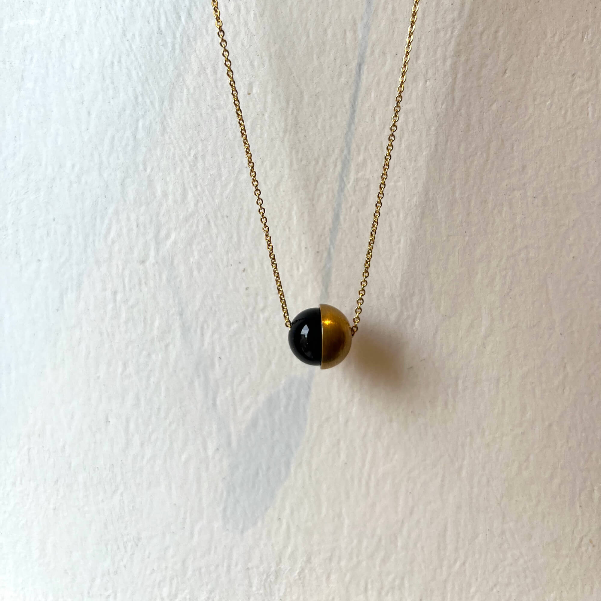 Gemstone Bead & Brass Cup Necklace | by brass+bold