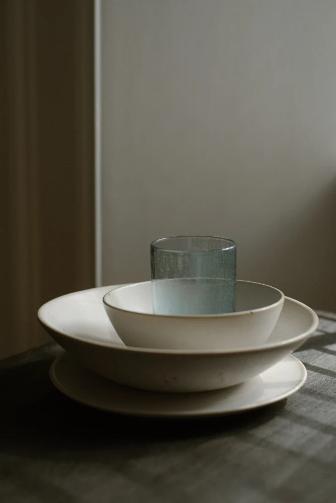 Speckled cream plates with bubble tumblers by The Conran Shop - Lifestory