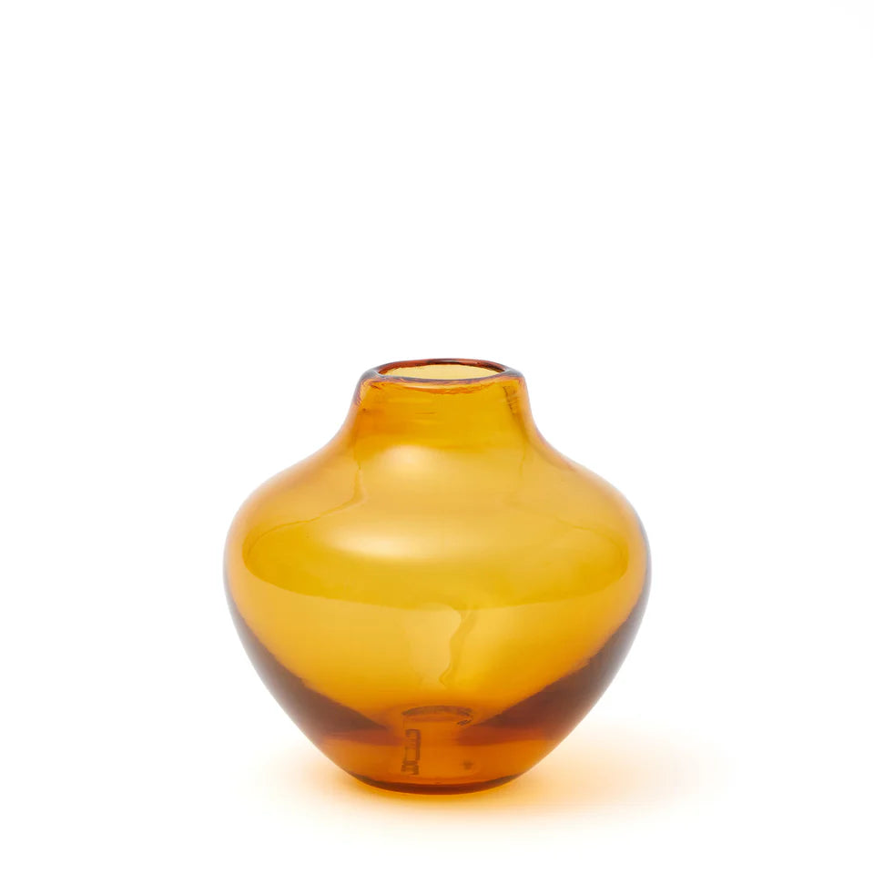 Amber Fluted Short Glass Bud Vase by The Conran Shop