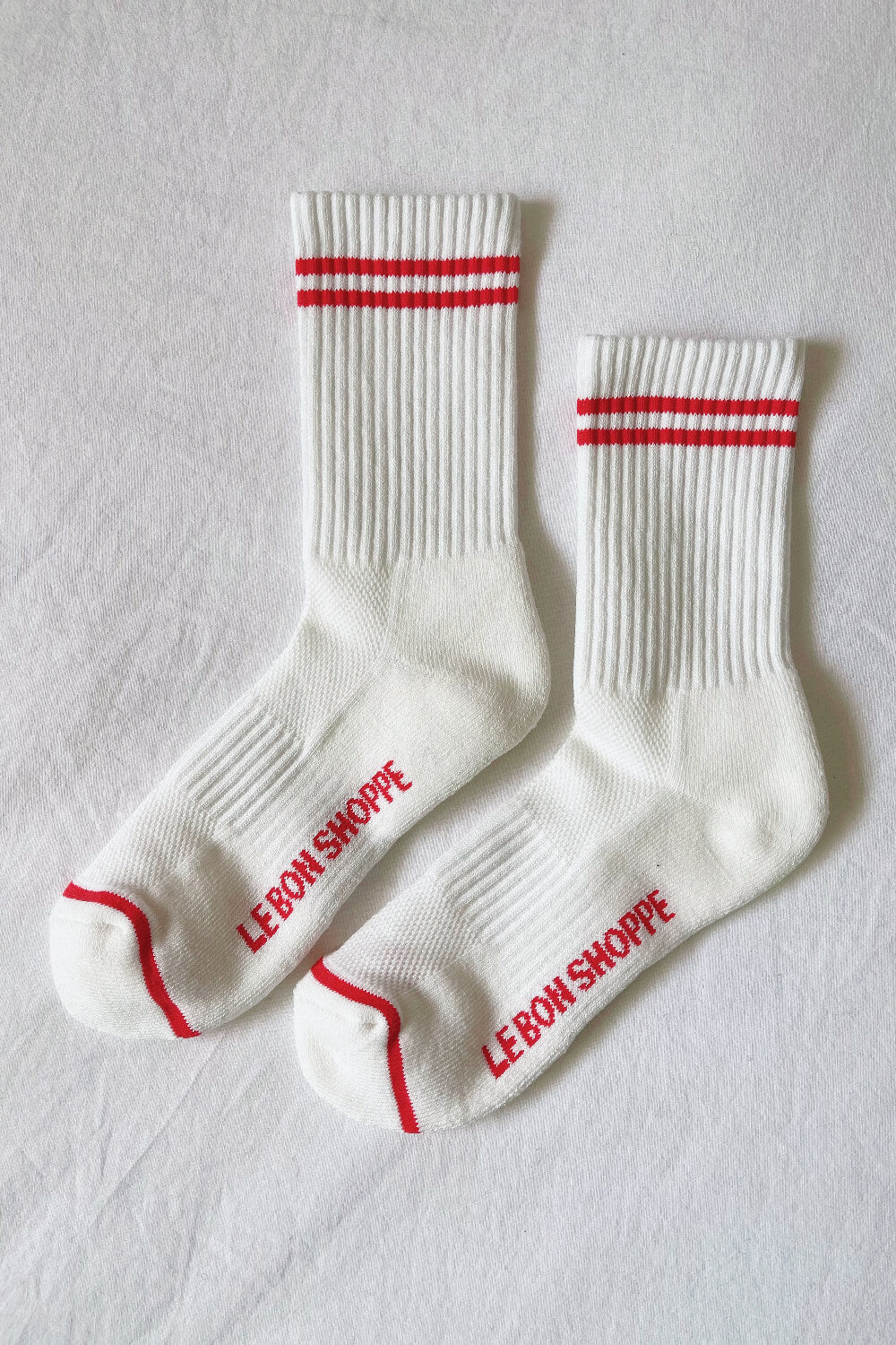 Boyfriend Socks | White & Red Stripe - Lifestory - Le Bon Shoppe