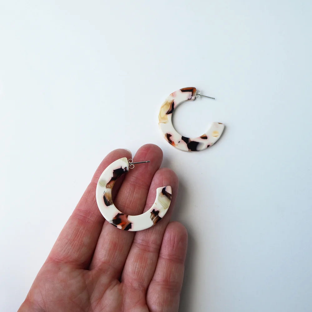 Cocoa Marble Midi Hoop Earrings by Custom Made | Lifestory