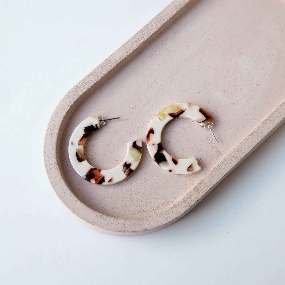 Cocoa Marble Midi Hoop Earrings by Custom Made | Lifestory