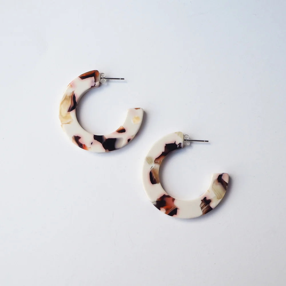 Cocoa Marble Midi Hoop Earrings by Custom Made | Lifestory