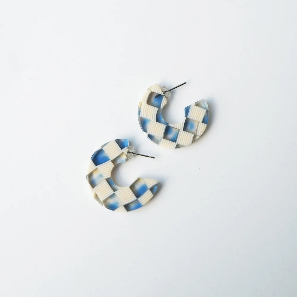 Ocean Checker Hoop Earrings | by Custom Made