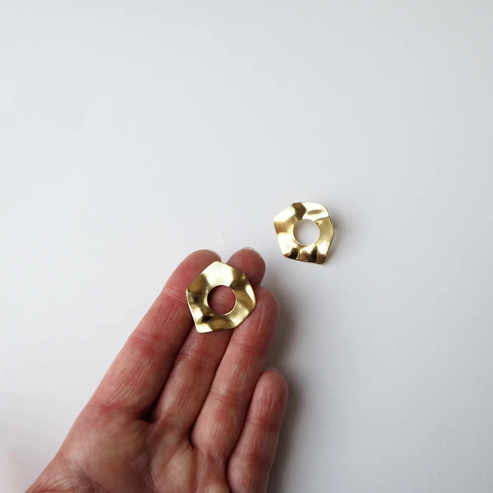 Ripple Mismatched Stud Earrings | Brass | by Custom Made