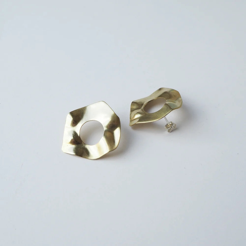 Ripple Mismatched Stud Earrings | Brass | by Custom Made