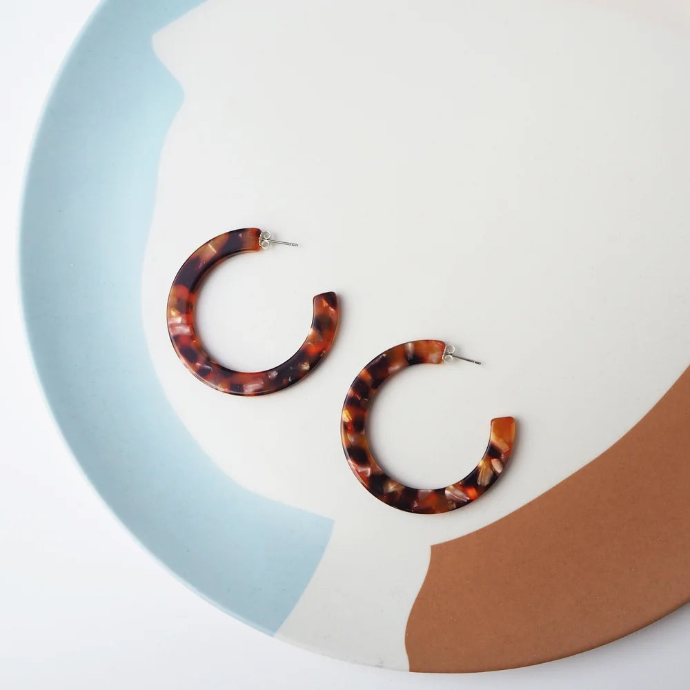 Rosa Statement Hoop Earrings | Tortoiseshell | by Custom Made