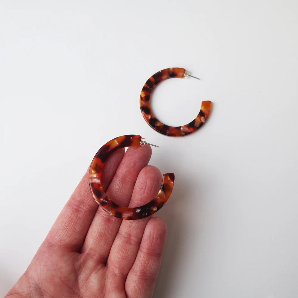 Rosa Statement Hoop Earrings | Tortoiseshell | by Custom Made