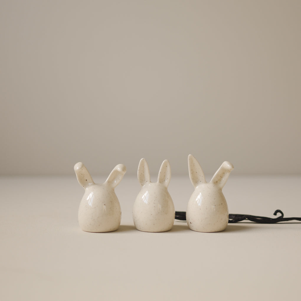 Triplet of Ceramic Bunnies in vanilla glaze by DBKD