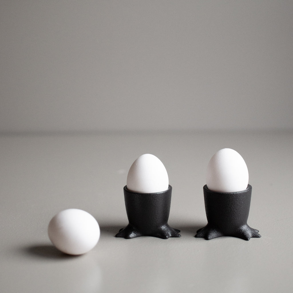 Walking Egg Cup in Black Cast Iron Effect Ceramic by DBKD