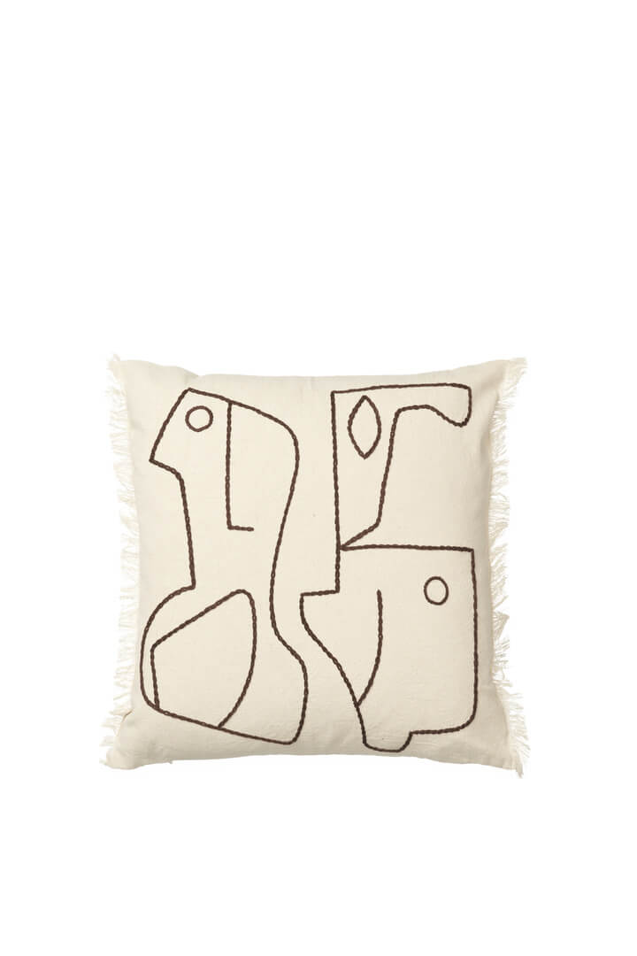 Figure Cushion | 50 x 50 | Off White & Coffee | by ferm Living - Lifestory