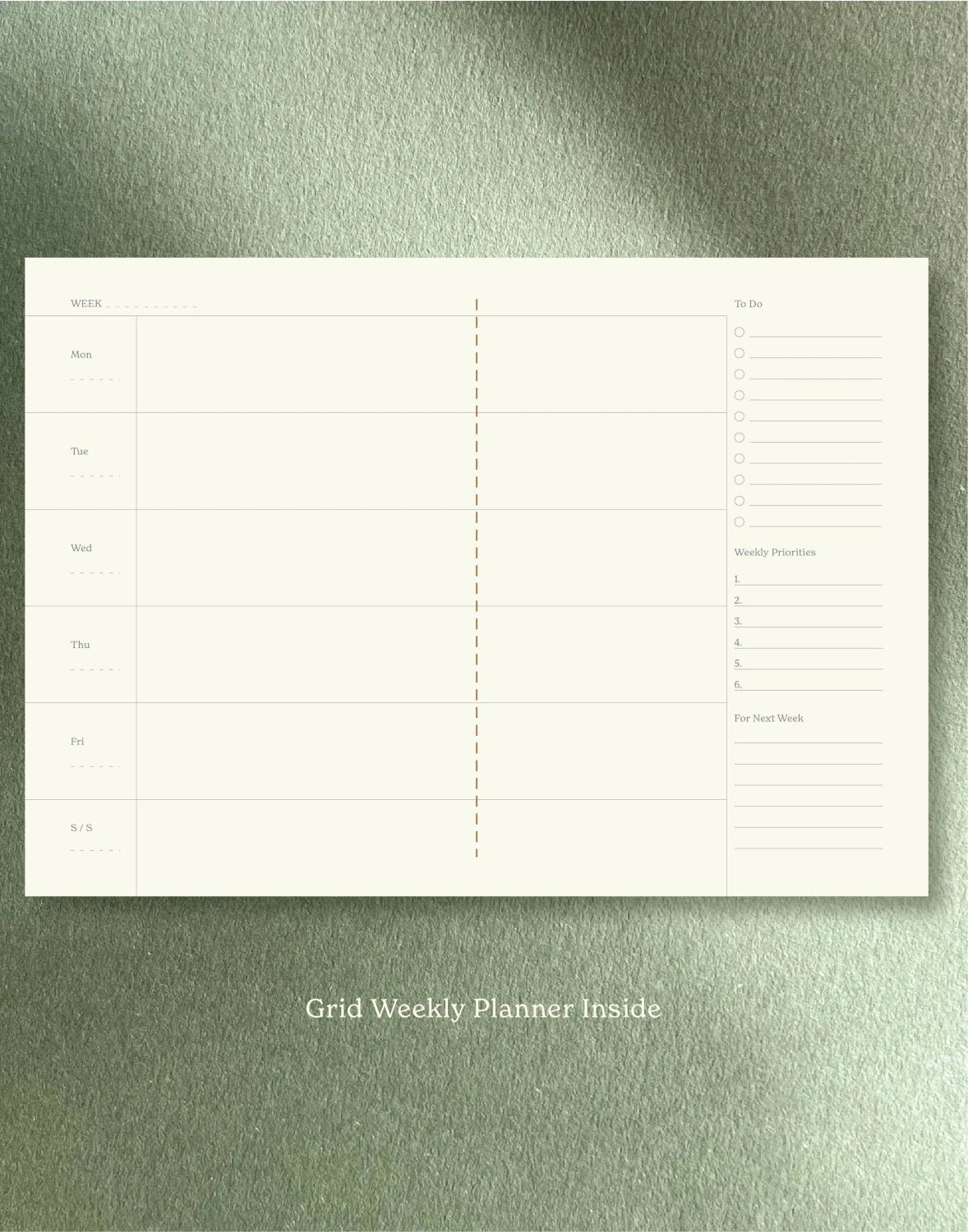 Fin Studio Grid Weekly Planner Notebook in Vita Series-Pale Green | Lifestory