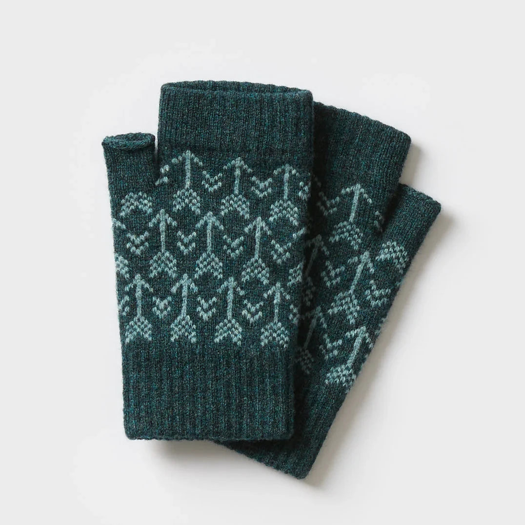 Fingerless Mitten in Arrow Pattern in Ink and North Sea by Hilary Grant | Lifestory