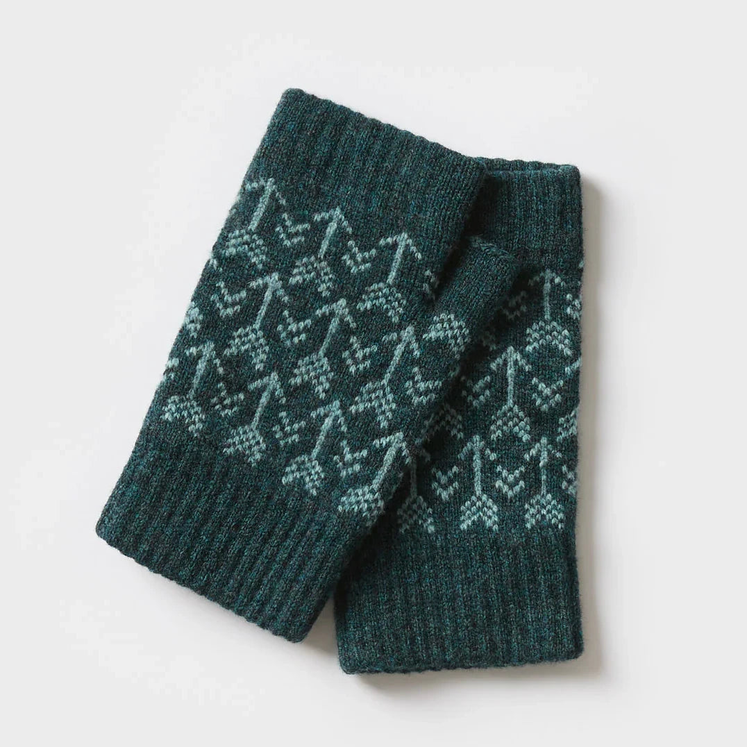 Fingerless Mitten in Arrow Pattern in Ink and North Sea by Hilary Grant | Lifestory