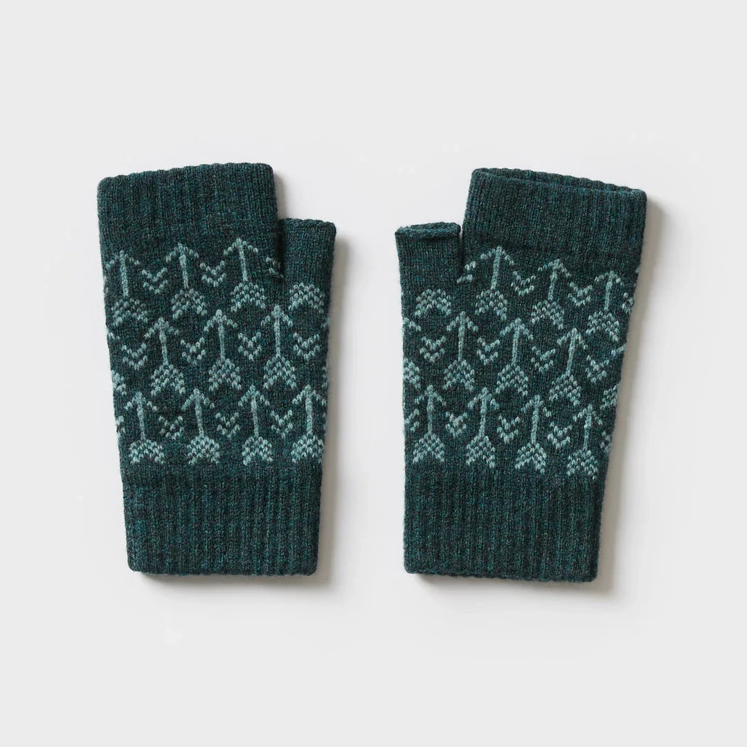 Fingerless Mitten in Arrow Pattern in Ink and North Sea by Hilary Grant | Lifestory