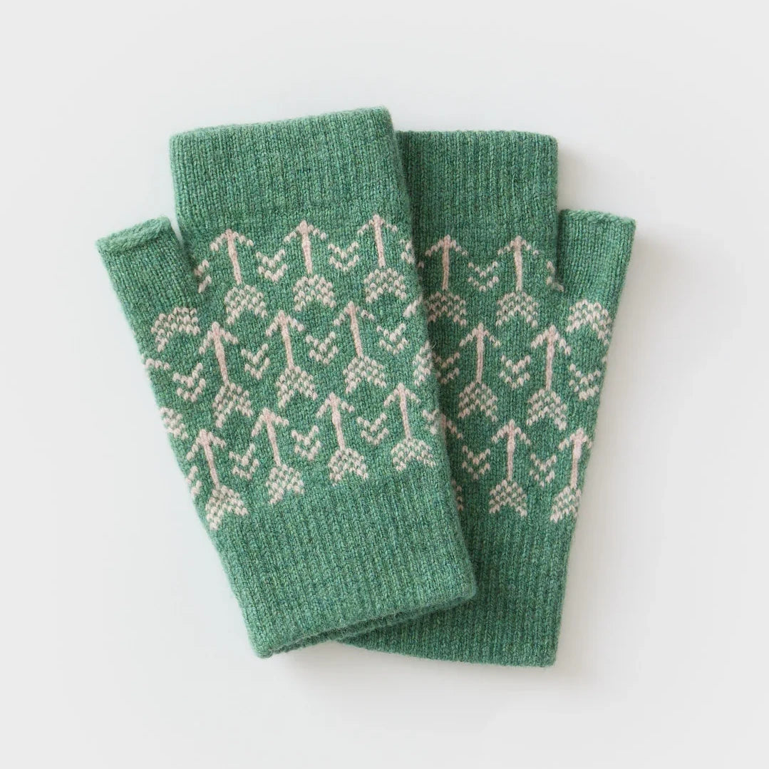 Fingerless Mitten in Arrow Pattern in  Willow and Seashell by Hilary Grant | Lifestory