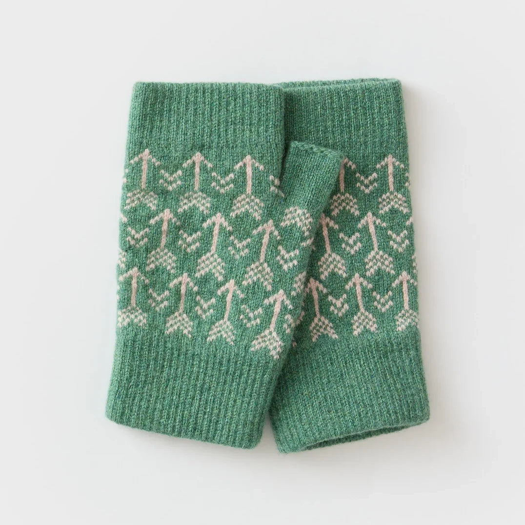 Fingerless Mitten in Arrow Pattern in  Willow and Seashell by Hilary Grant | Lifestory