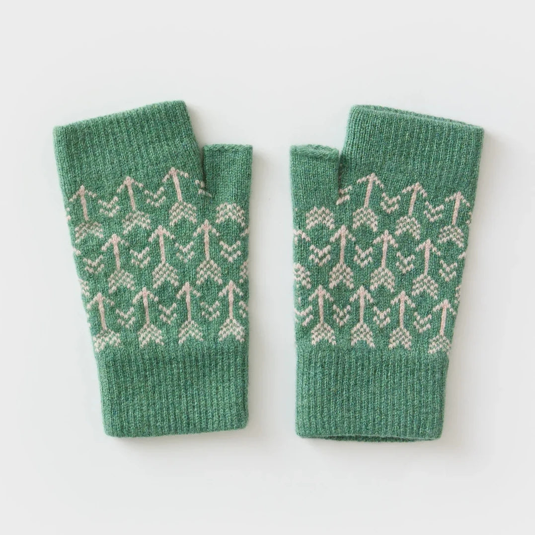 Fingerless Mitten in Arrow Pattern in  Willow and Seashell by Hilary Grant | Lifestory