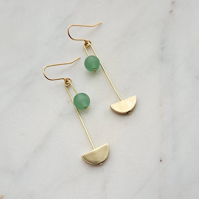 Form Coiled Brass, Crescent & Bead Earrings | by brass+bold - Lifestory