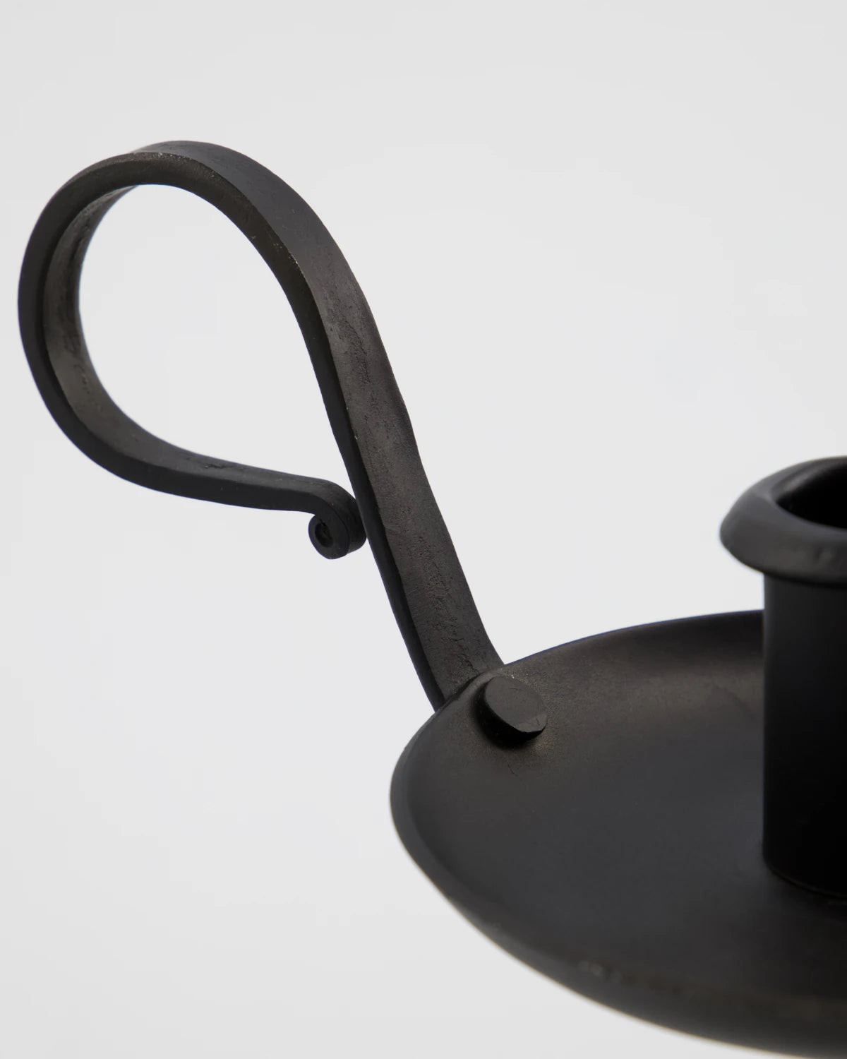 House Doctor Grab Candle Holder in Black Iron up close on a white background