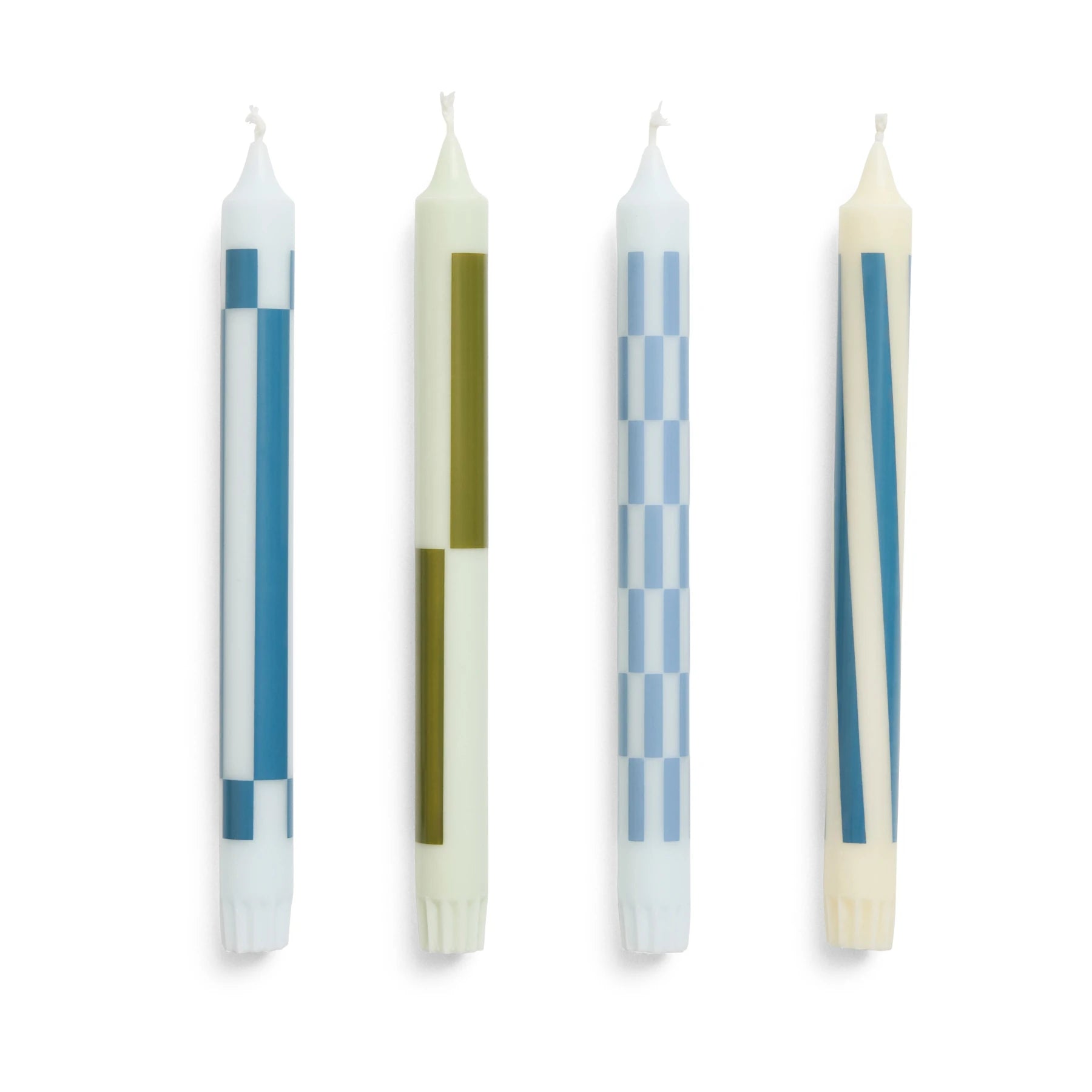 Pattern Candles - Set of 4 | Green and Blues | by HAY - Lifestory