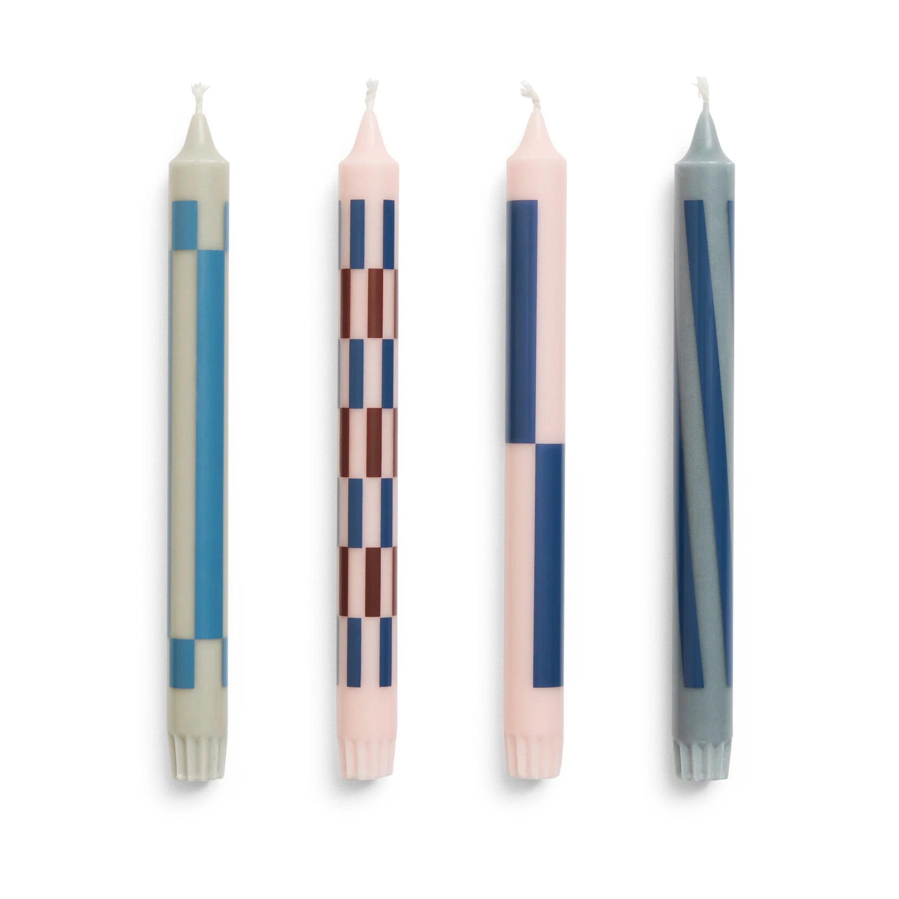 Pattern Candles - Set of 4 | Light Pink and Blues | by HAY - Lifestory