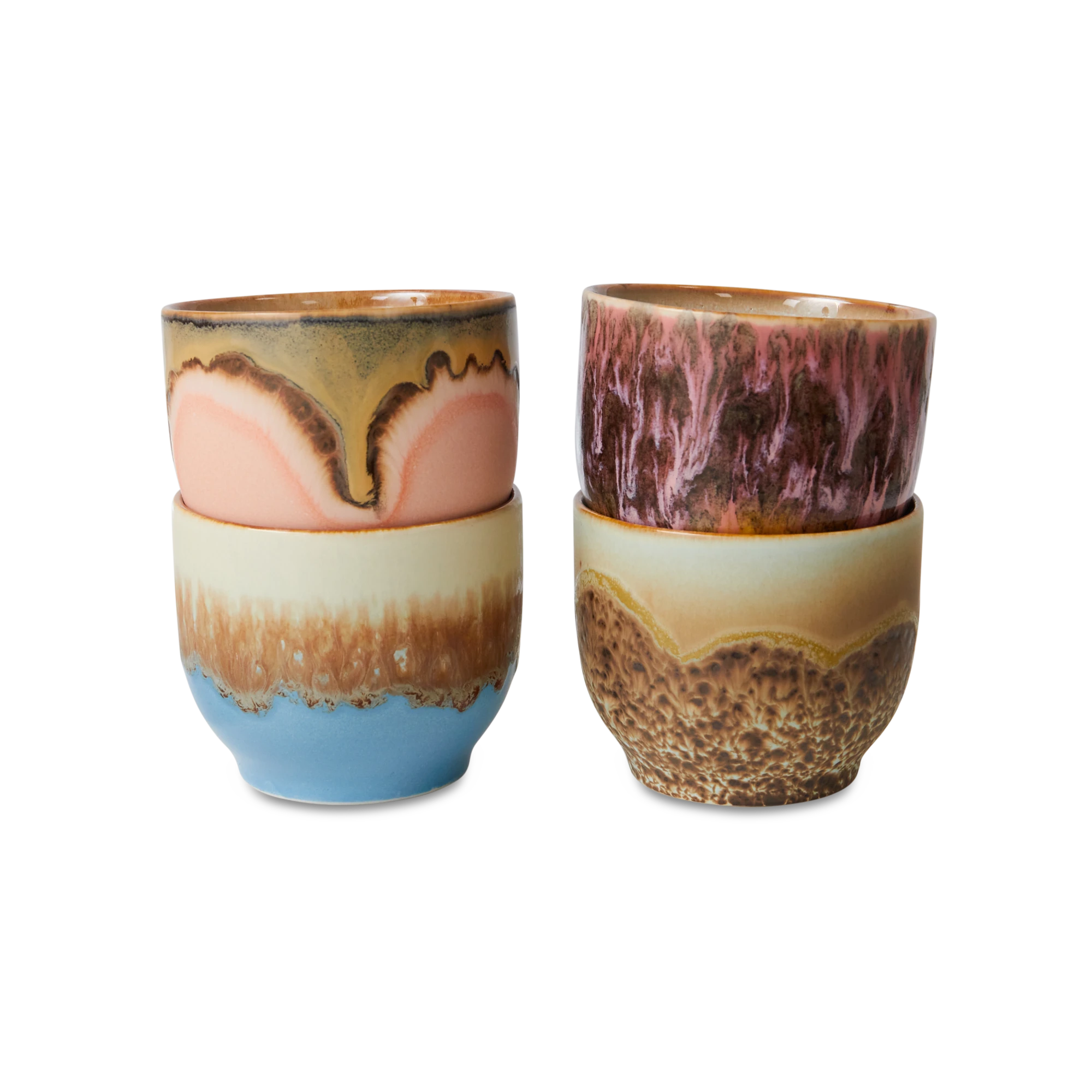 HKLIVING Set of 4 Café Cups in 'Lagoon'