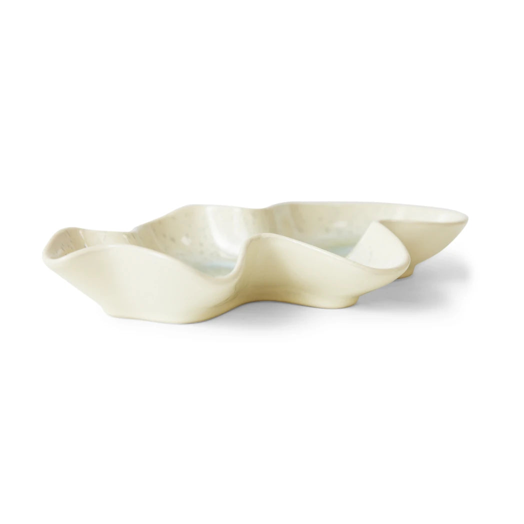 HKLIVING Ceramic Shell Serving Bowl in Oyster on a white background from a side view