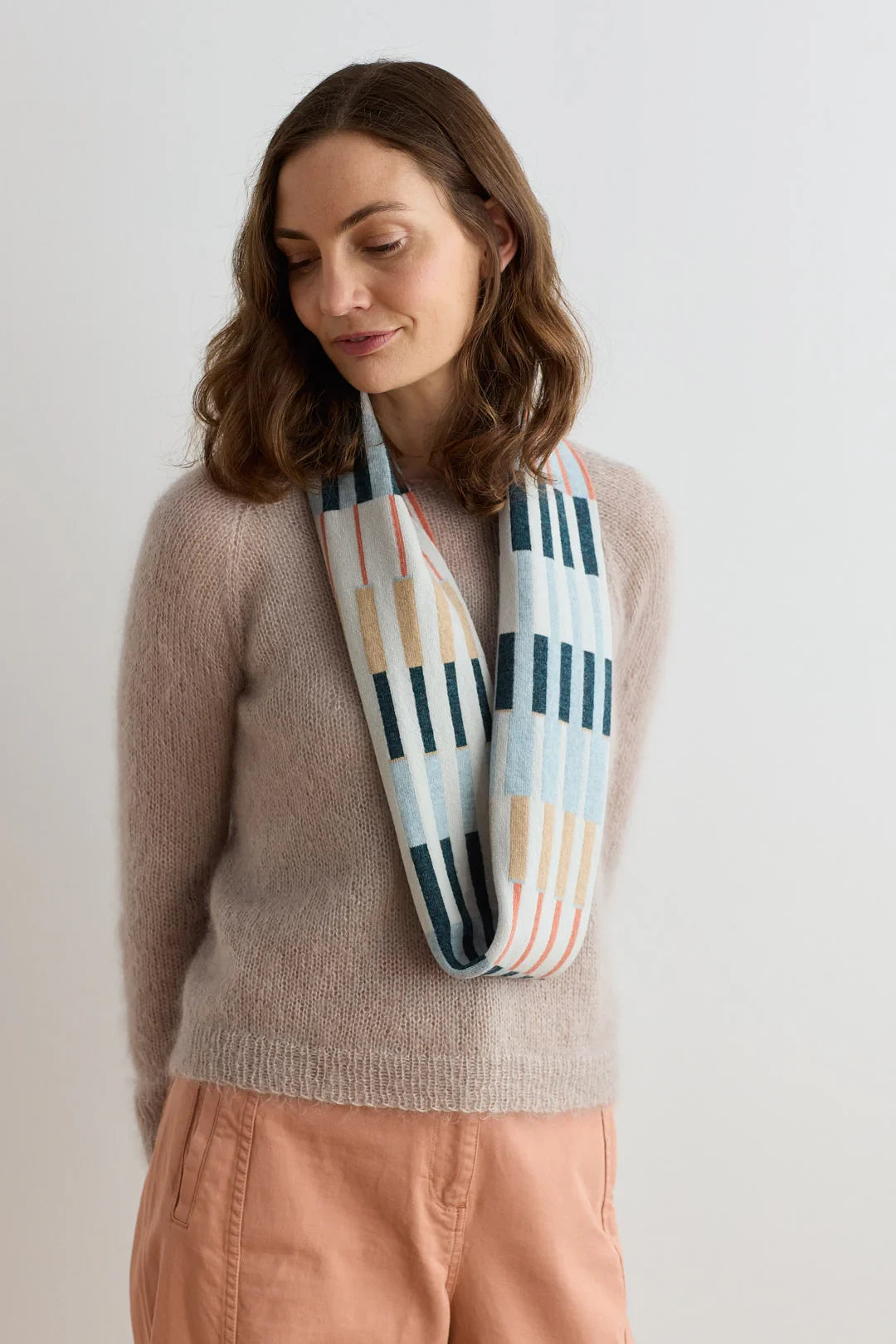 Circle Scarf 'Harbour' in Ink & Rosehip by Hilary Grant | Lifestory