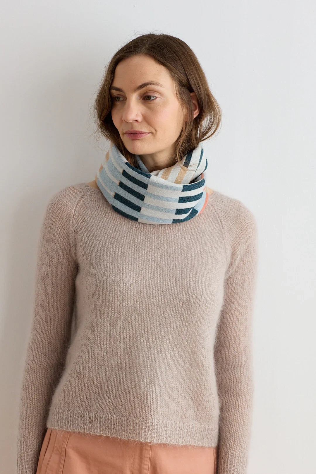 Circle Scarf 'Harbour' in Ink & Rosehip by Hilary Grant | Lifestory