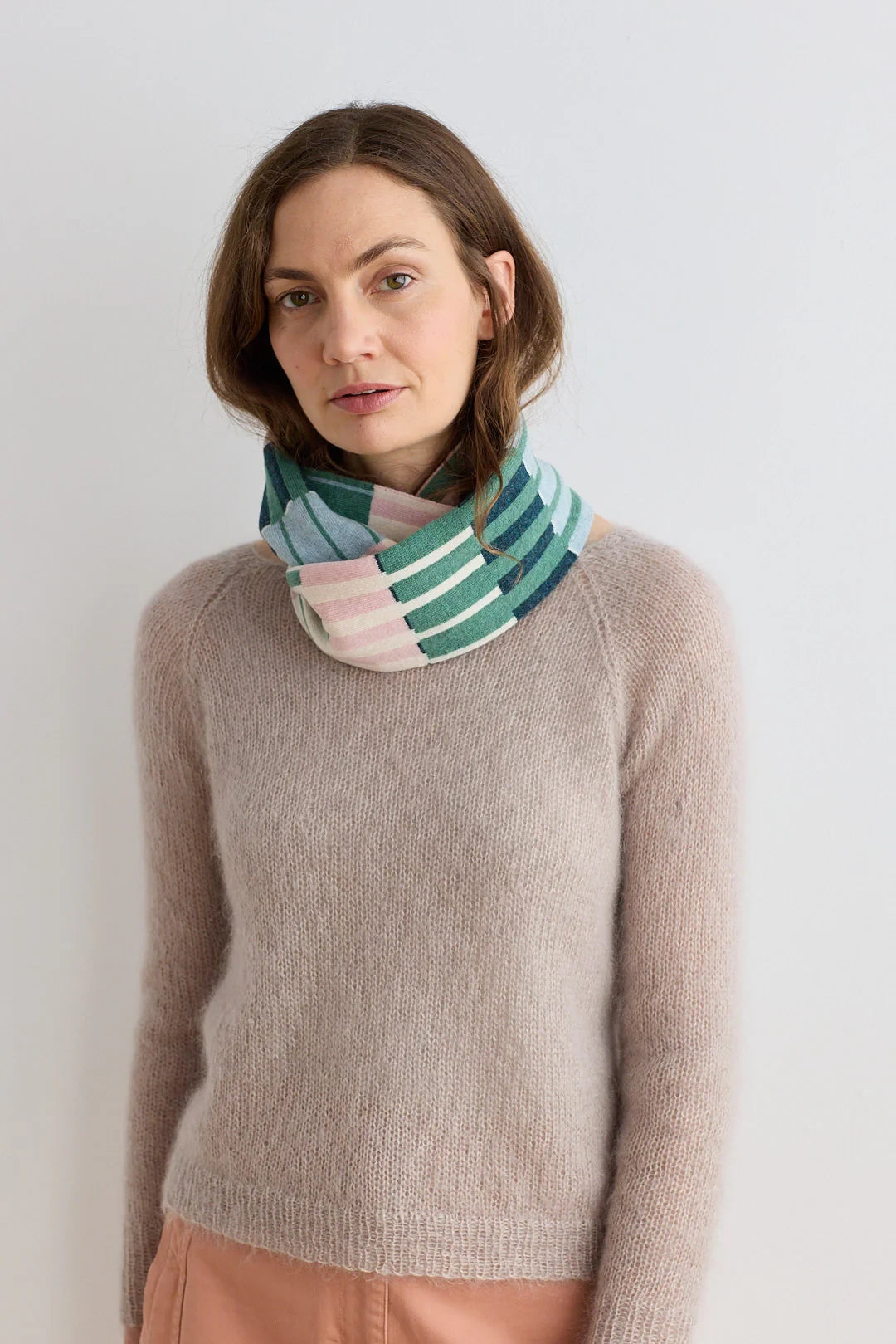 Circle Scarf 'Harbour' in Willow & Seashell by Hilary Grant | Lifestory