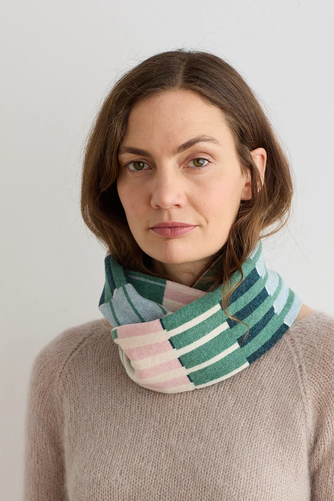 Circle Scarf 'Harbour' in Willow & Seashell by Hilary Grant | Lifestory