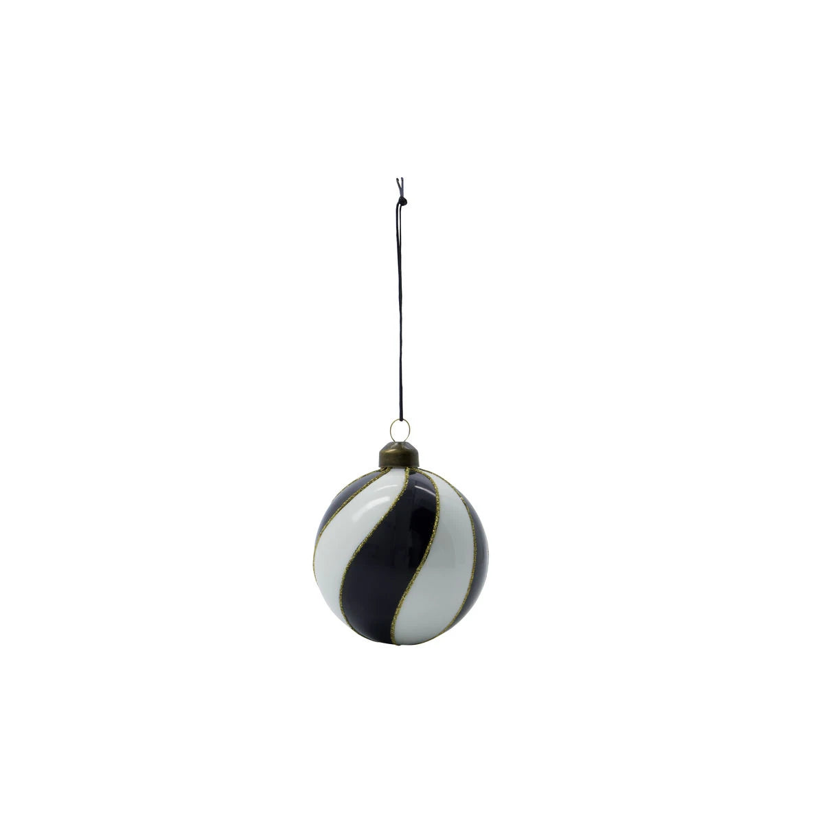 House Doctor Set of 4 Glass 'Coil' Hanging Ornaments in Black & White | Lifestory