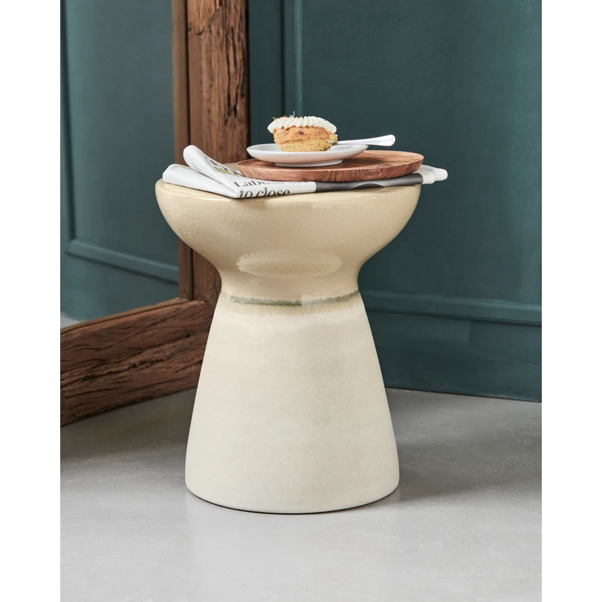 House Doctor 'Pablo' Ceramic Side Table / Stool in Sand