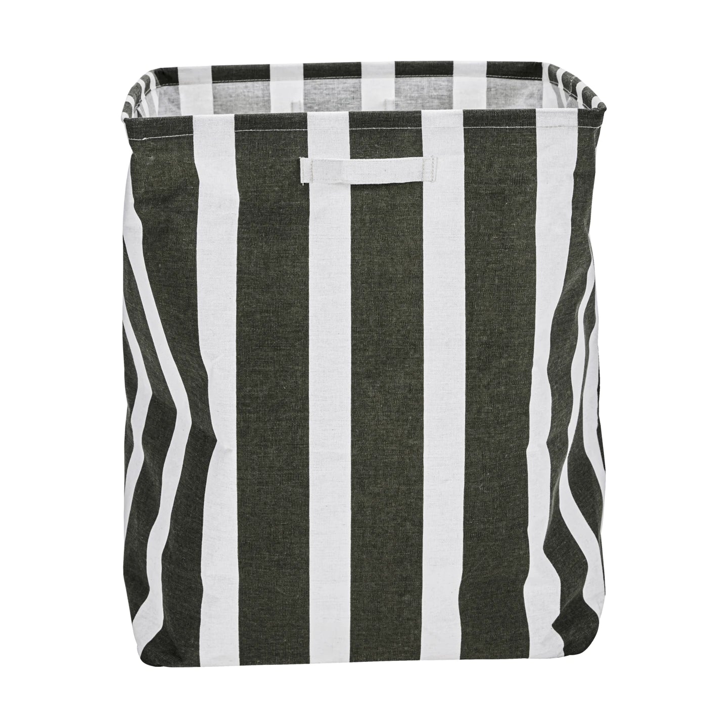 House Doctor Green Striped Fabric 'Store' Basket on a white background