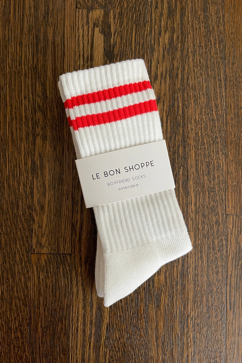 Unisex Extended Boyfriend Socks in clean white by Le Bon Shoppe