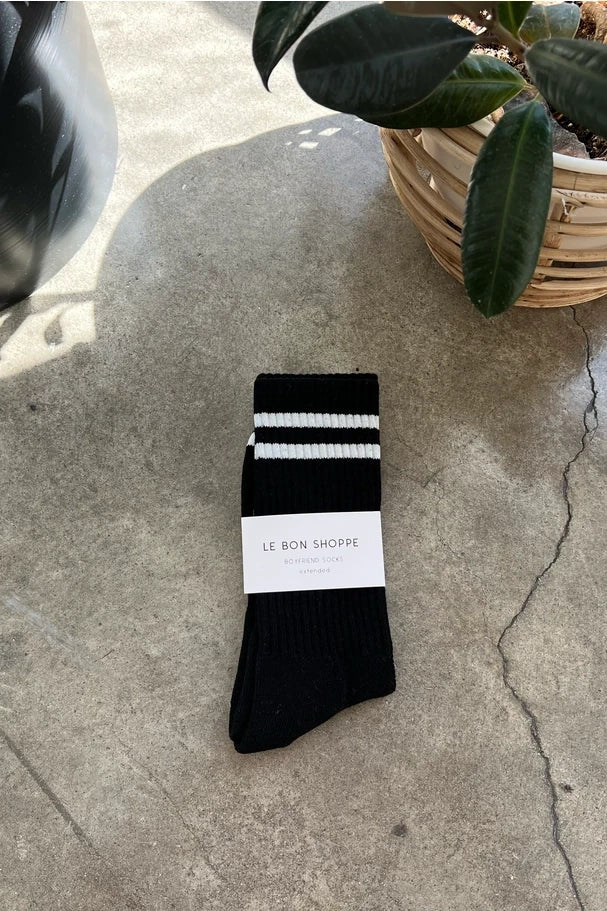 Unisex Extended Boyfriend Socks in Noir by Le Bon Shoppe | Lifestory