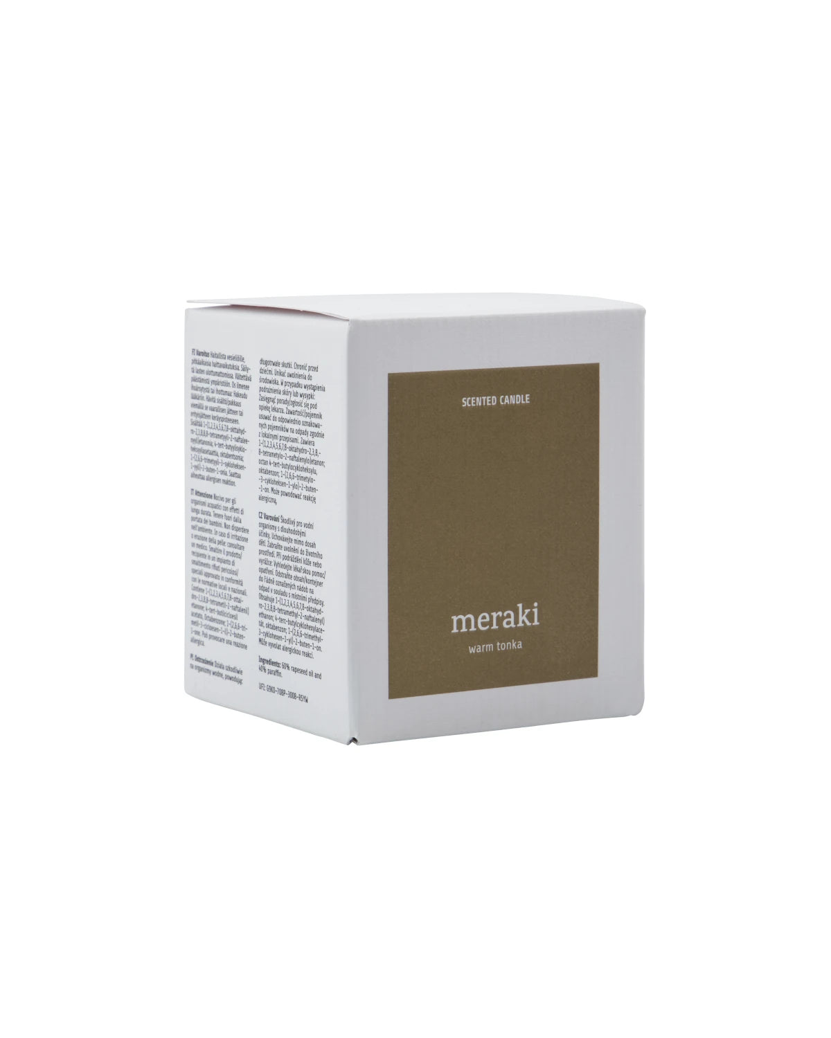 Meraki Large Scented Candle in Warm Tonka packaging
