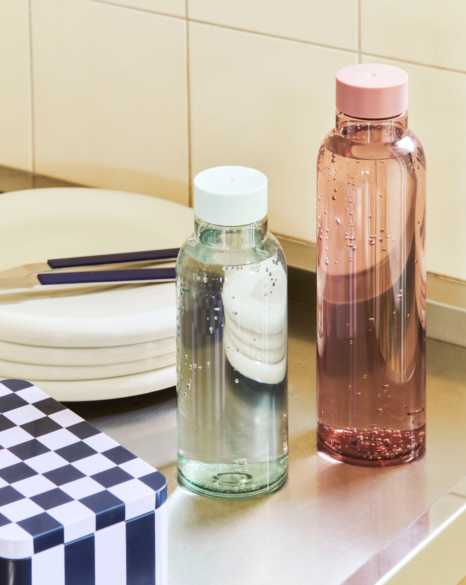 Miz Water Bottles by HAY in a kitchen | Lifestory