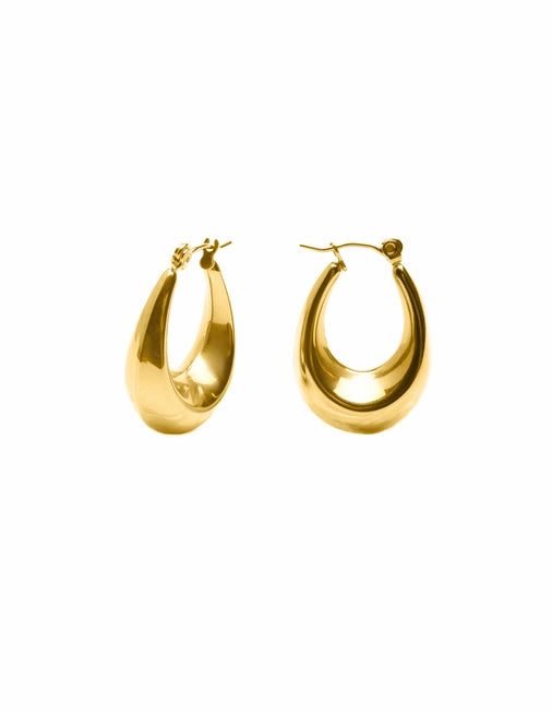 Bold Crescent Hoop Earrings - Water Resistant Gold Plating by Nordic Muse