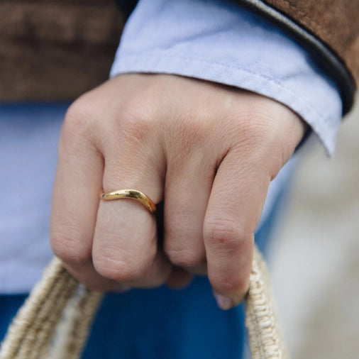 Gold Organic Flow Band Ring | Unisex | Gift Boxed | by Nordic Muse